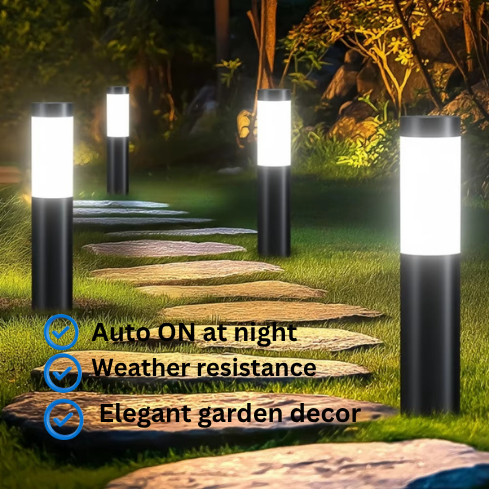 Solar Powered Stainless Steel Path Lights LED Outdoor Garden Lights for Path-Way
