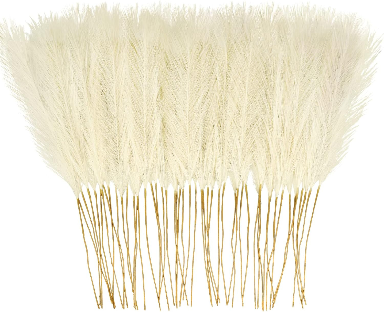 50PCS Faux Pampas Grass, 21.6″ Short Artificial Pompous Grass 50 PCS Beige