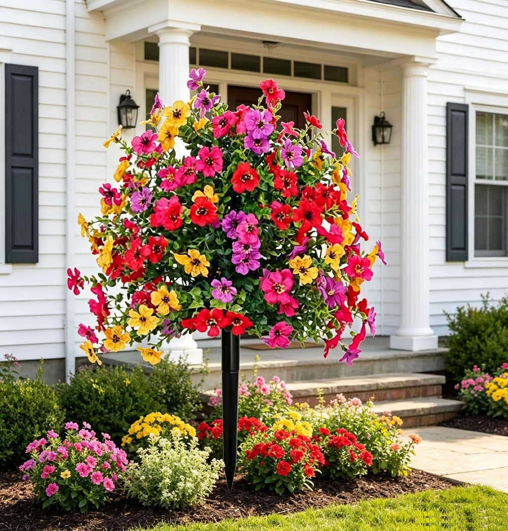 Artificial Flowers For Outdoors Spring Decoration with Spike UV Resistant Garden