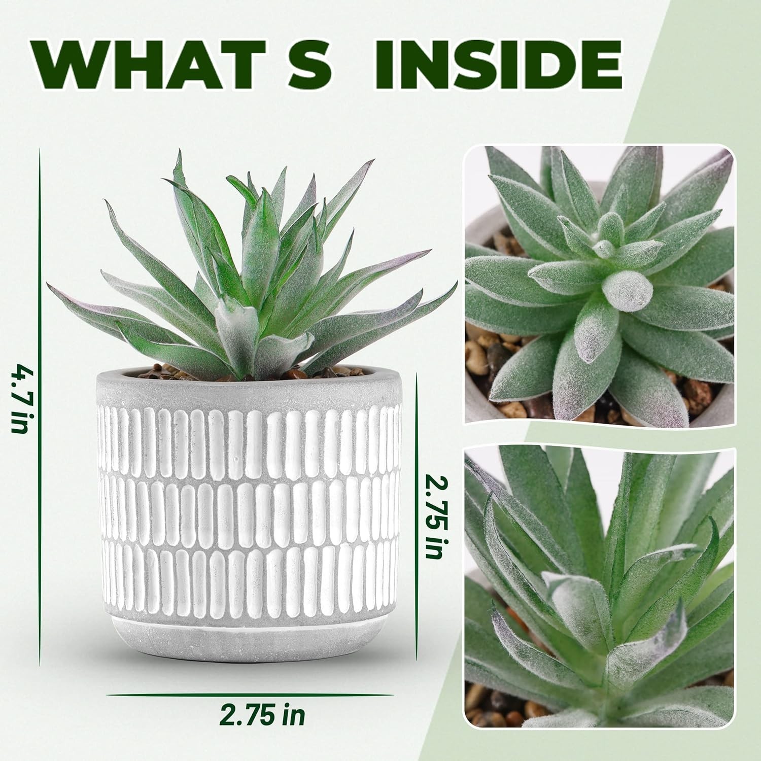 Set of 2 Succulents Plants Artificial Fake Cactus Plants for Living Room Bath…