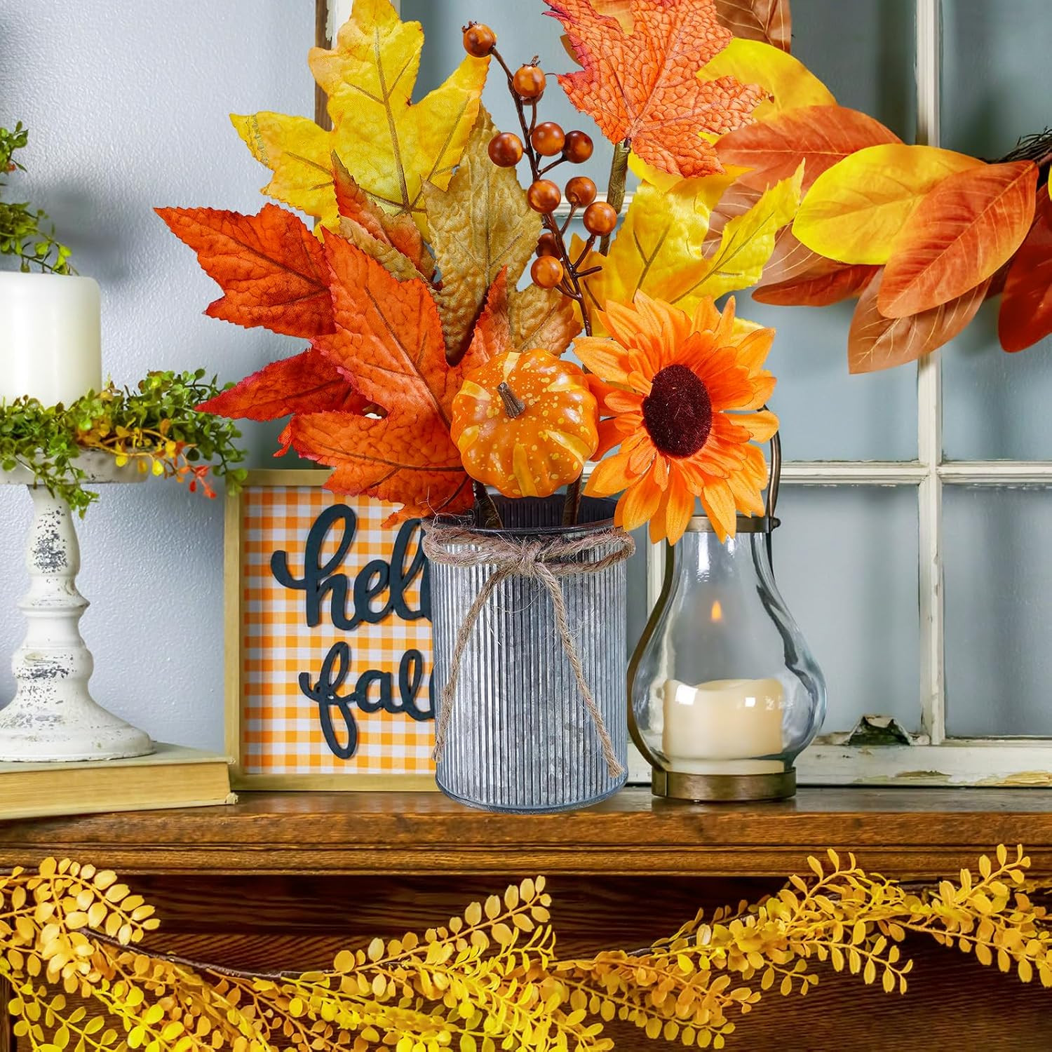 3 Pack Fall Faux Potted Plants Rustic Thanksgiving Floral Arrangements