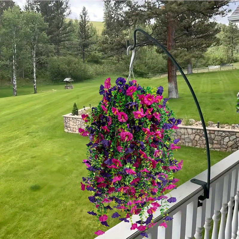 4pcs Artificial Hanging Petunia Plants Fake Trailing Flower Indoor Outdoor Decor