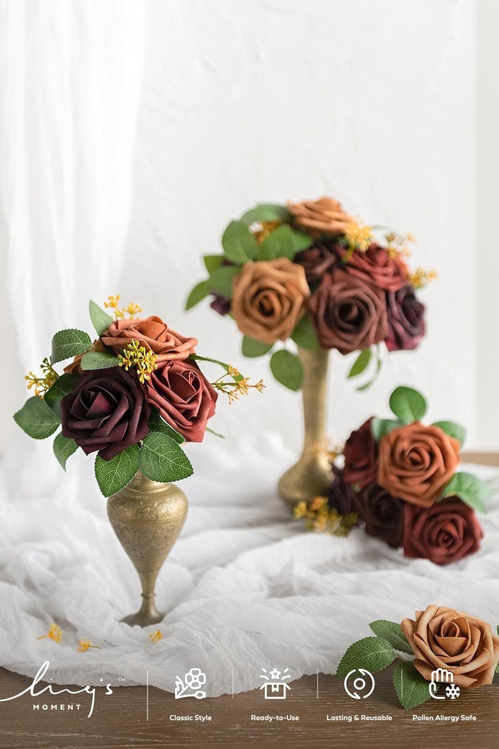 Luxurious 25Pcs 3-Inch Terracotta Roses – Beautiful Floral Decor for All Events