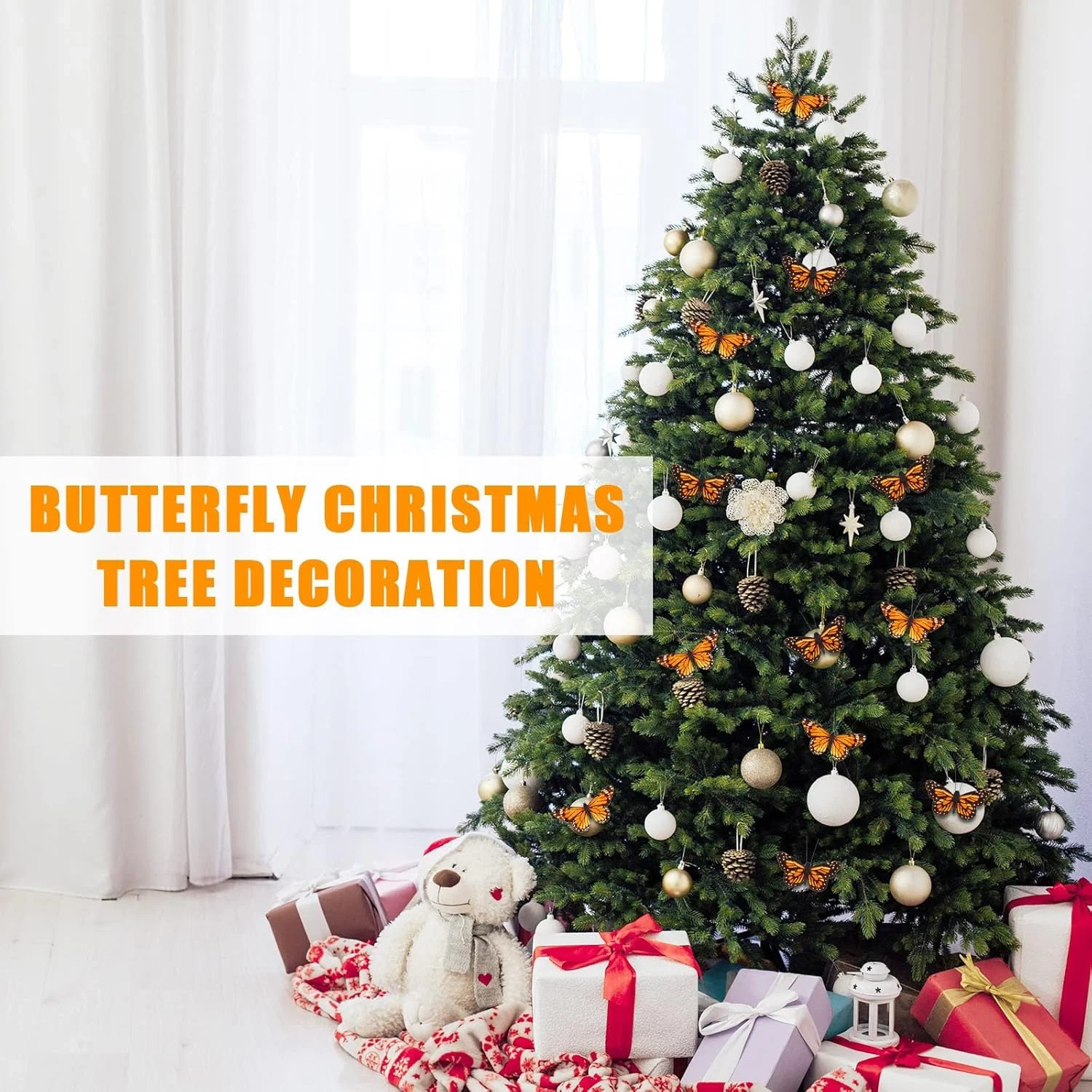 Ysleen 12 Set Monarch Butterfly Decoration Artificial Butterflies Feather Picks