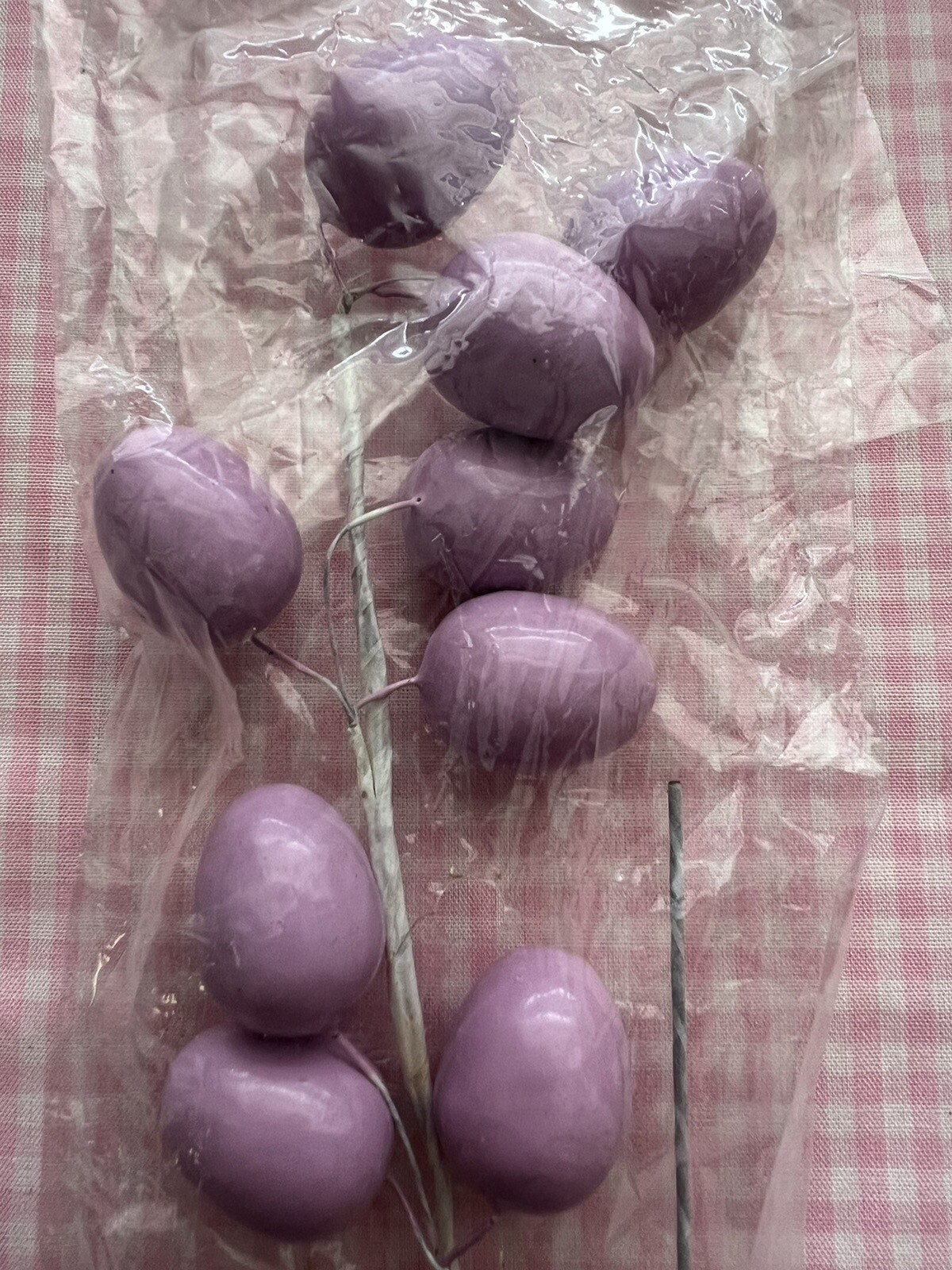 4 Easter Egg Spray Picks Pastel Colors Blue White Pink Purple Foam & Painted NEW