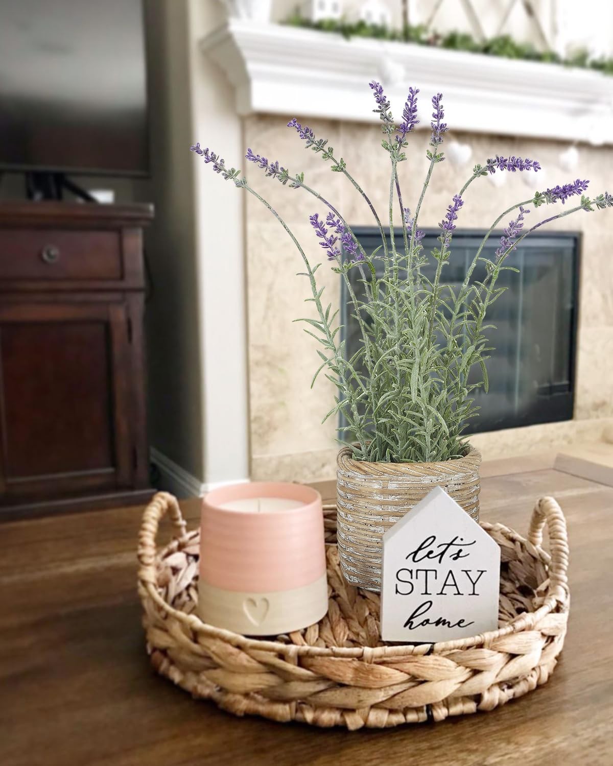 Lavender Small Fake Plant Lavender Artificial Flowers in Pots Decorative Plan…