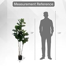 39.4-Inches Artificial Fiddle Leaf Fig Tree in Pot for Indoor Outdoor Home
