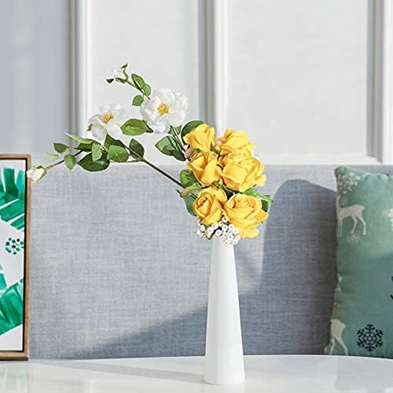 12PCS Artificial Silk Flowers Realistic Roses Bouquet Long Stem for Home Wedding