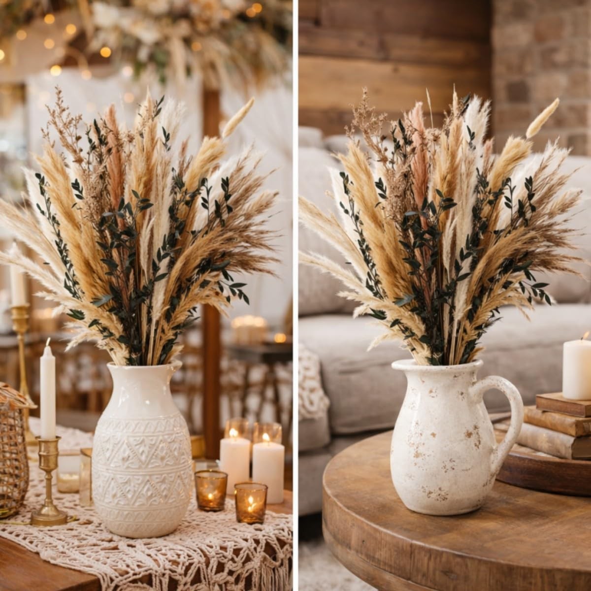 Pampas Grass Decor, Boho Decor Dried Flower Bouquet for Room,Bedroom,Office,D…