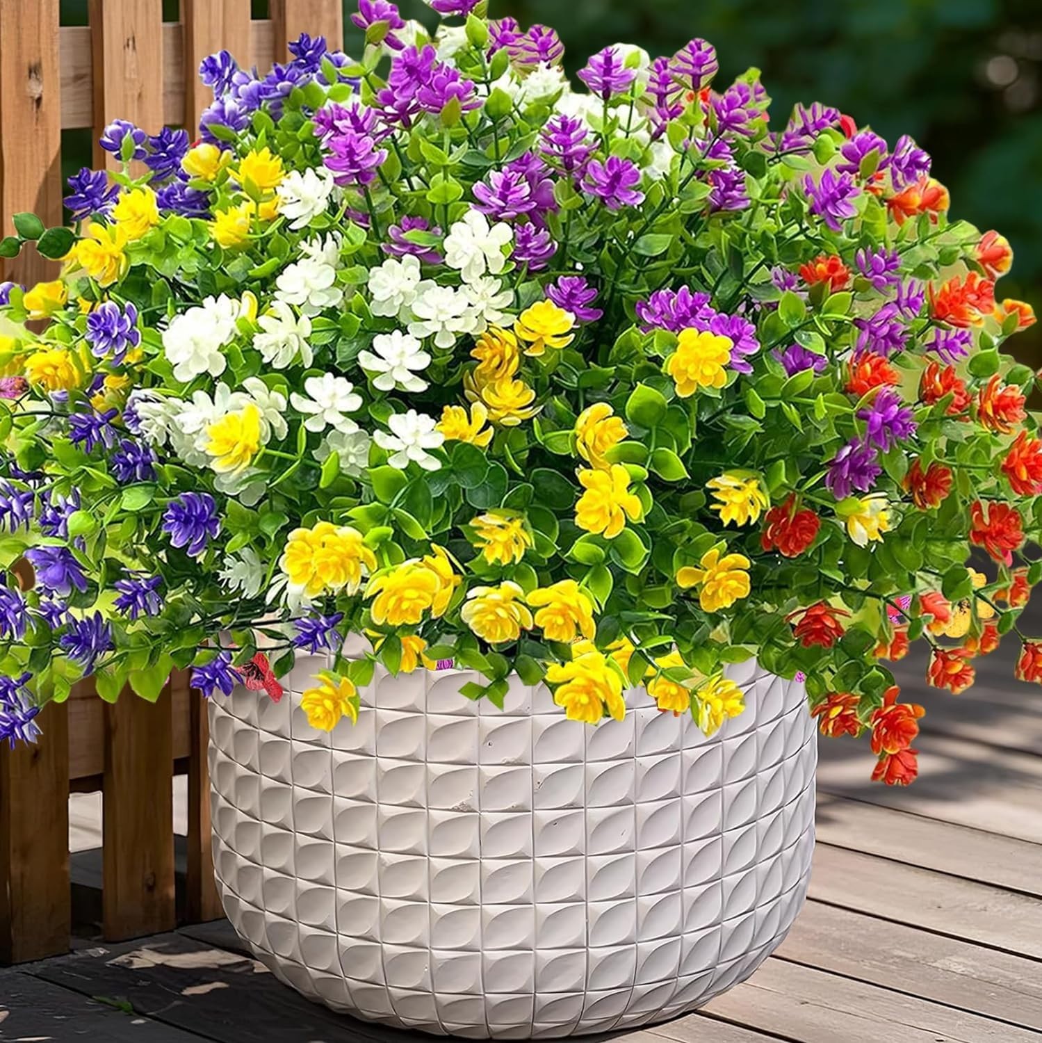Colorful Artificial Flowers for Outdoors, 10 Bundles Realistic Spring Outdoor…