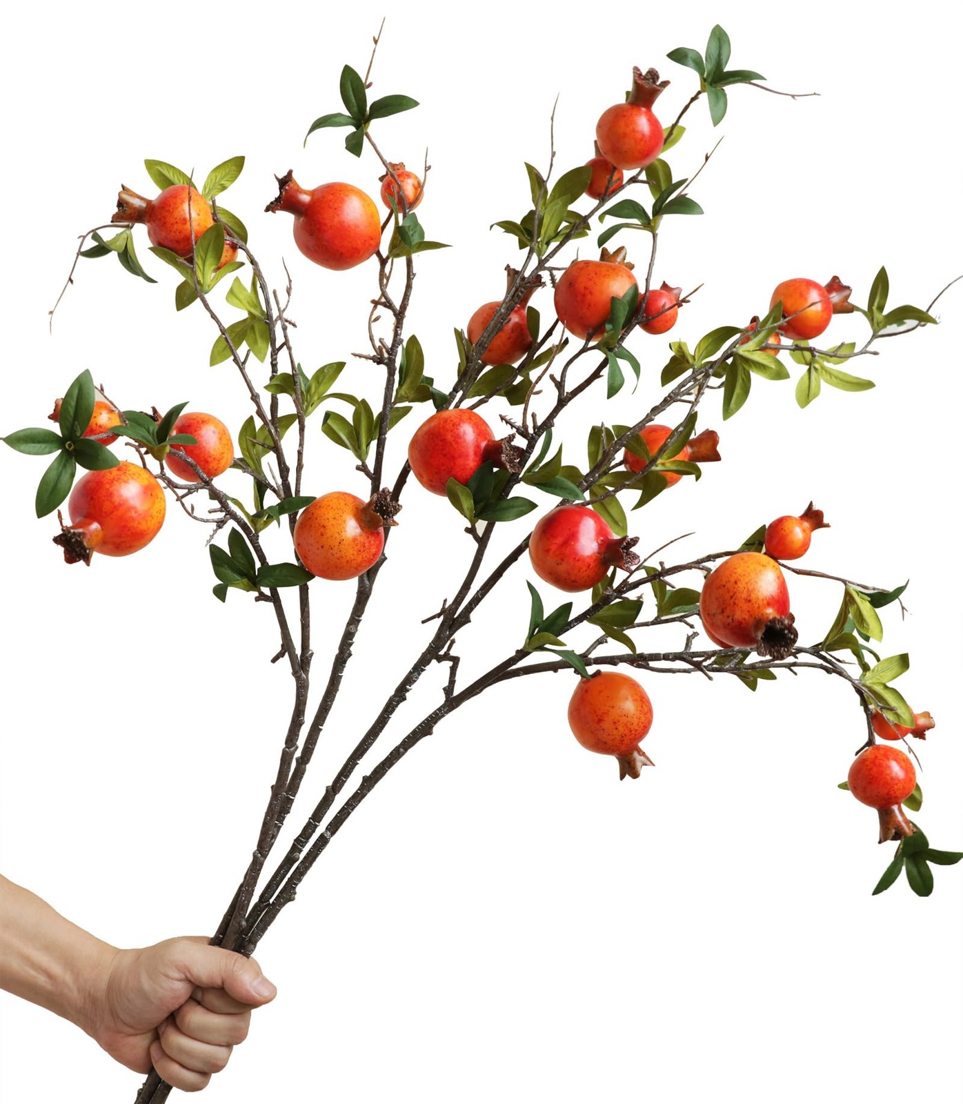 4pcs 31″ Orange Pomegranate Artificial Plants Fake Fruits Berry Branches Stem…