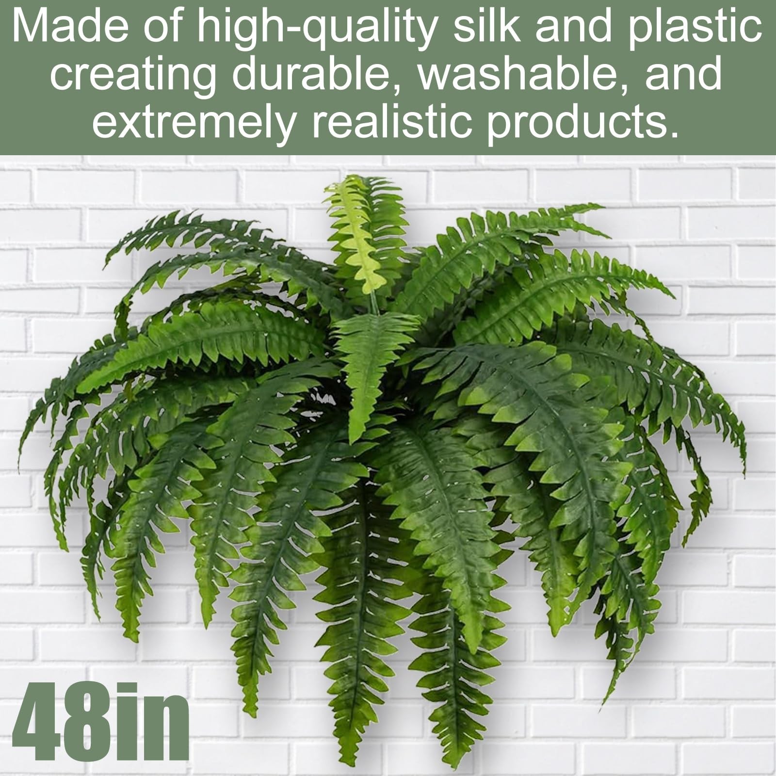 Ferns Artificial Bush Plants Large, 48″ Artificial Boston Fern Bush, Set of 2…