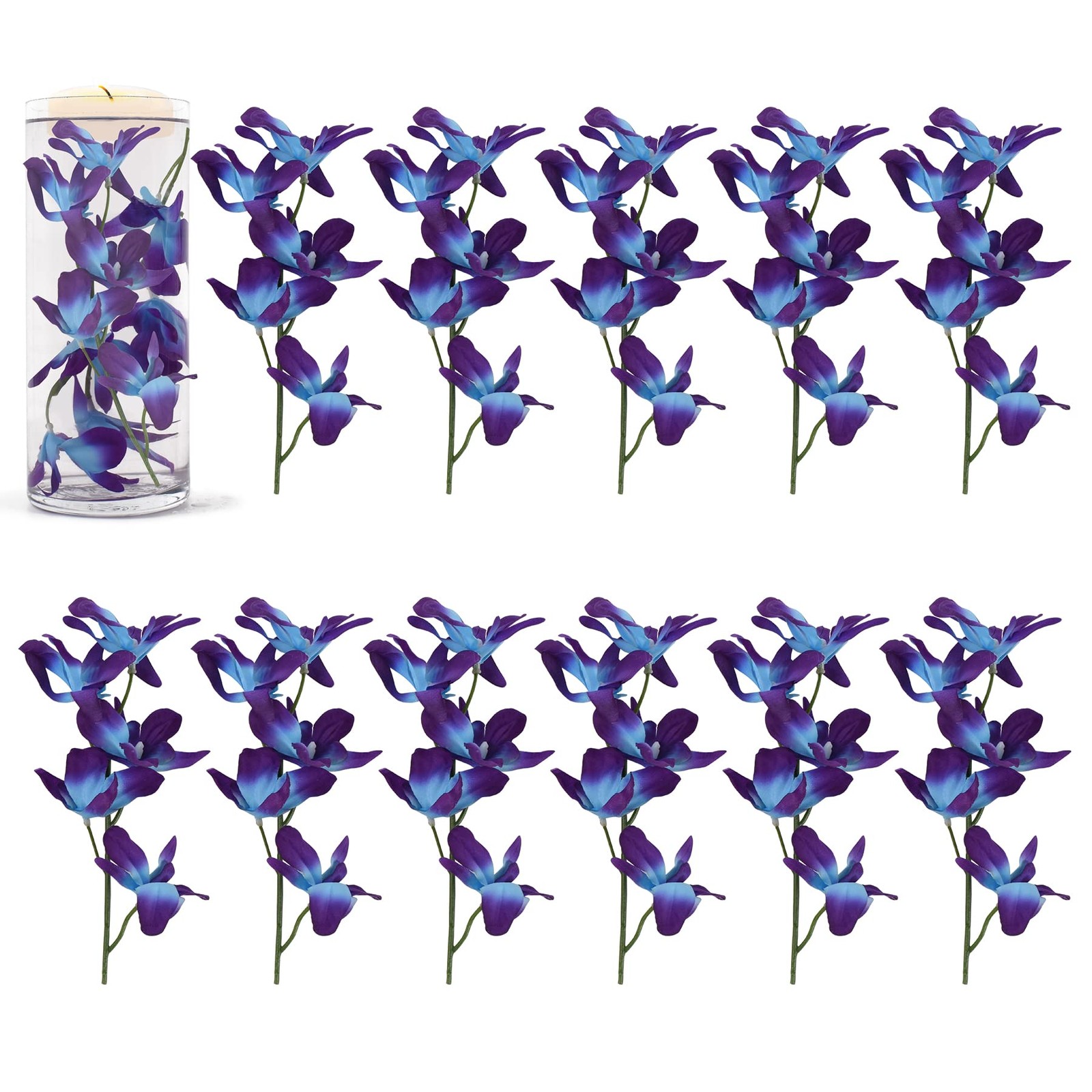 Artificial Orchid Flowers Purple Blue Faux Flowers Vase Fillers for Floating …