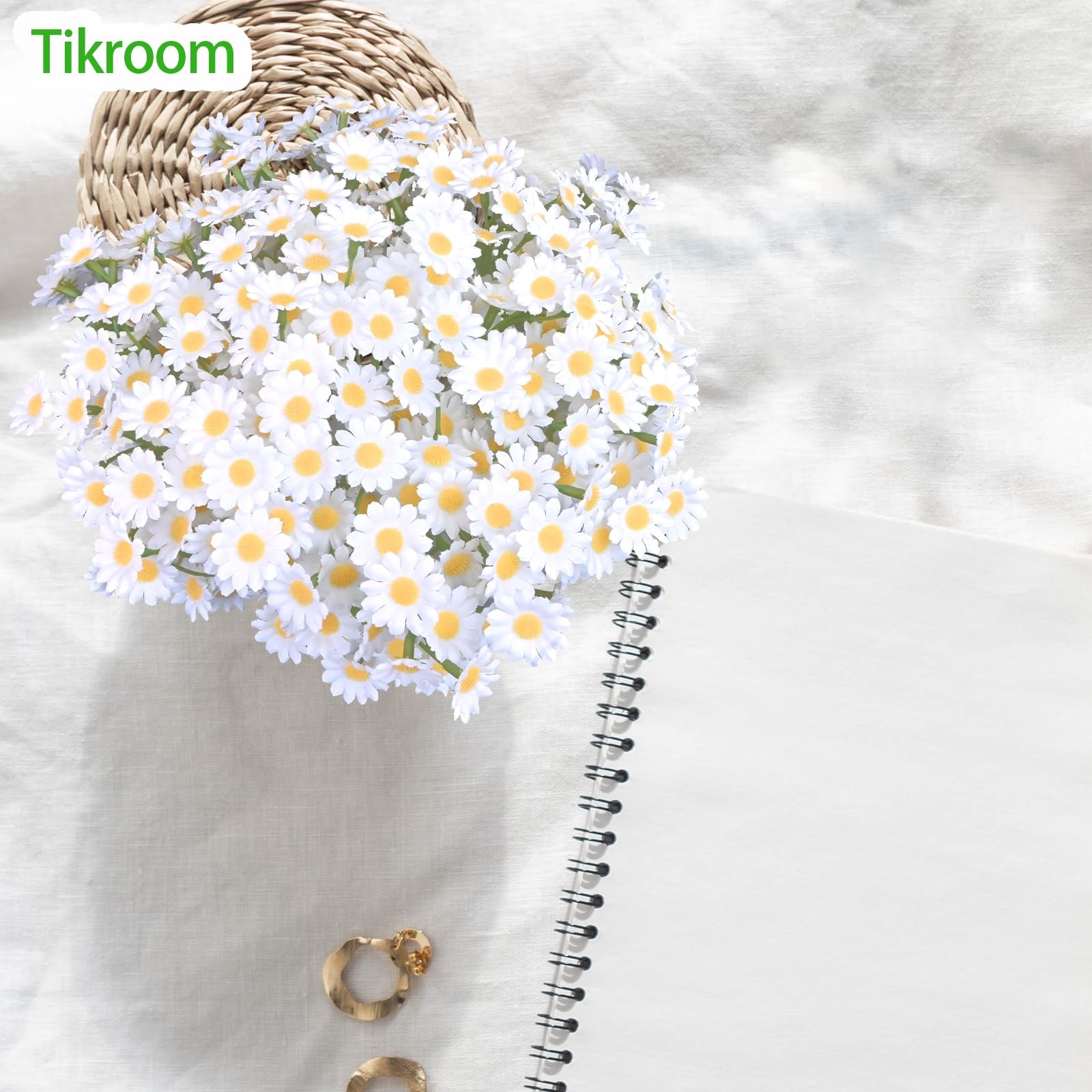 48 PCS Artificial Daisy Flowers 8 Bundles 10 Inch Faux Silk White Fake