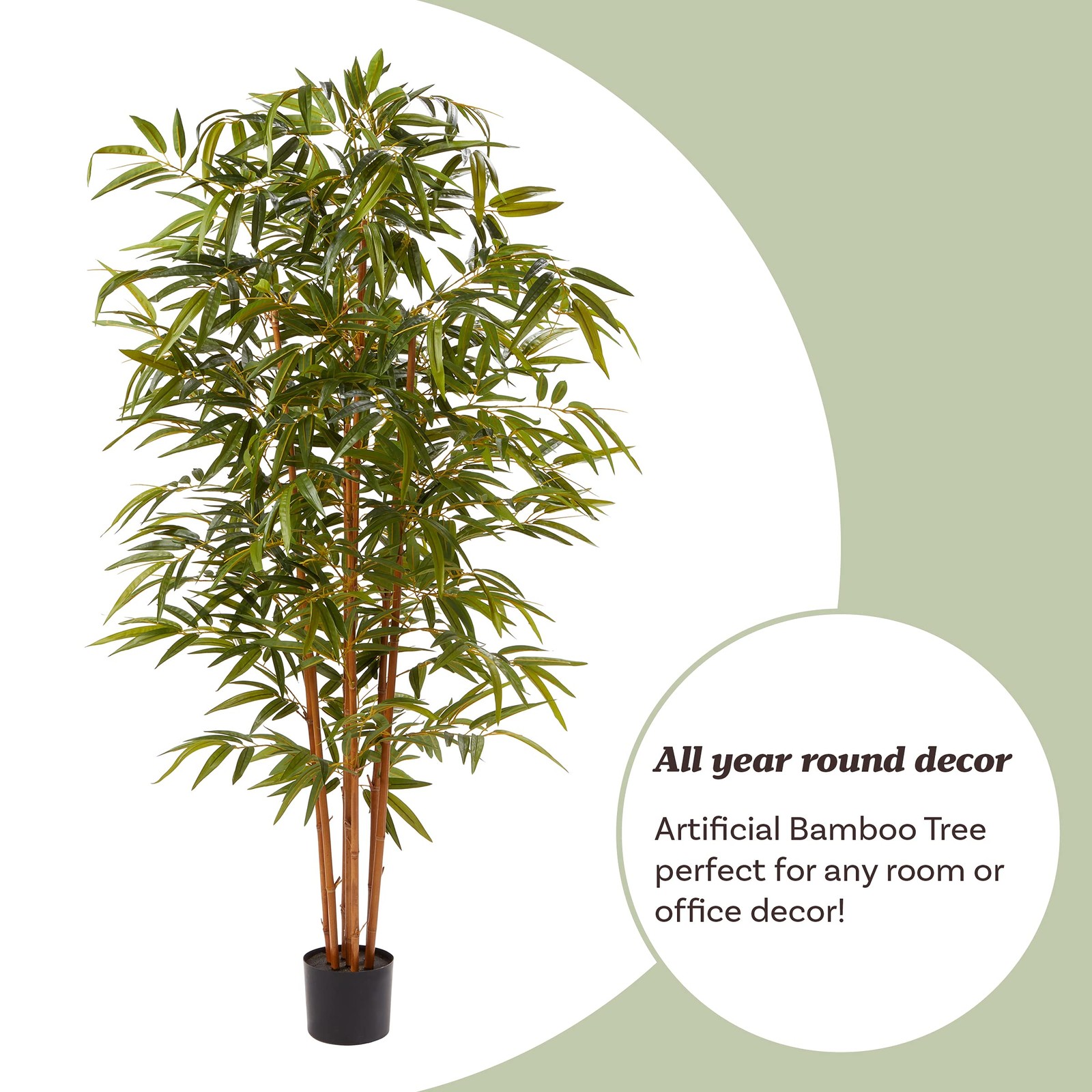 Artificial Bamboo Tree – 6FT Fake Plant with Adjustable Leaves and Pot – Faux…