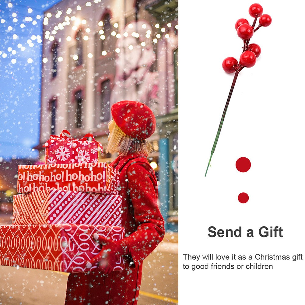 20 Pcs Creative Artificial Berries Simulation Picks Red Berry Adornments Xmas