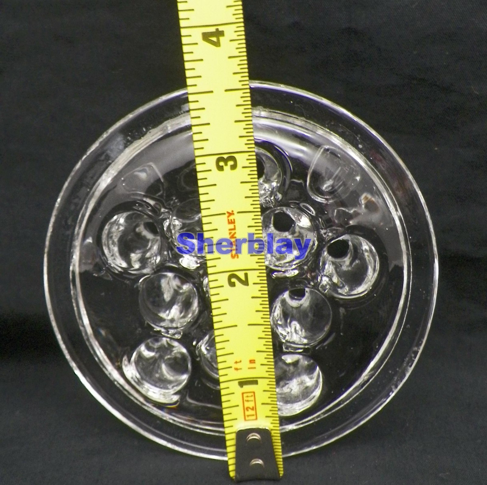 Vintage Heavy Glass Flower Frog 11 Hole Arrangement 3.5” Top And 3” Bottom