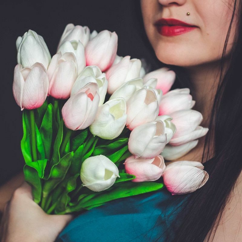 31pcs PU Mini Tulip Artificial Flower Wedding Floral Bouquet Decor NEW