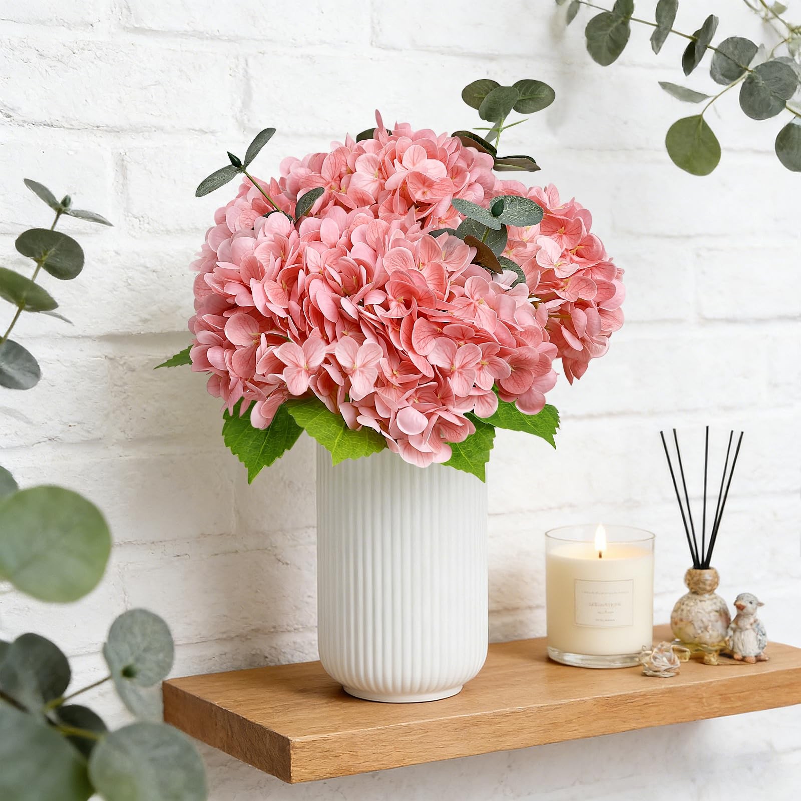 Fake Flowers in Vase – Hydrangea with Ceramic Vase