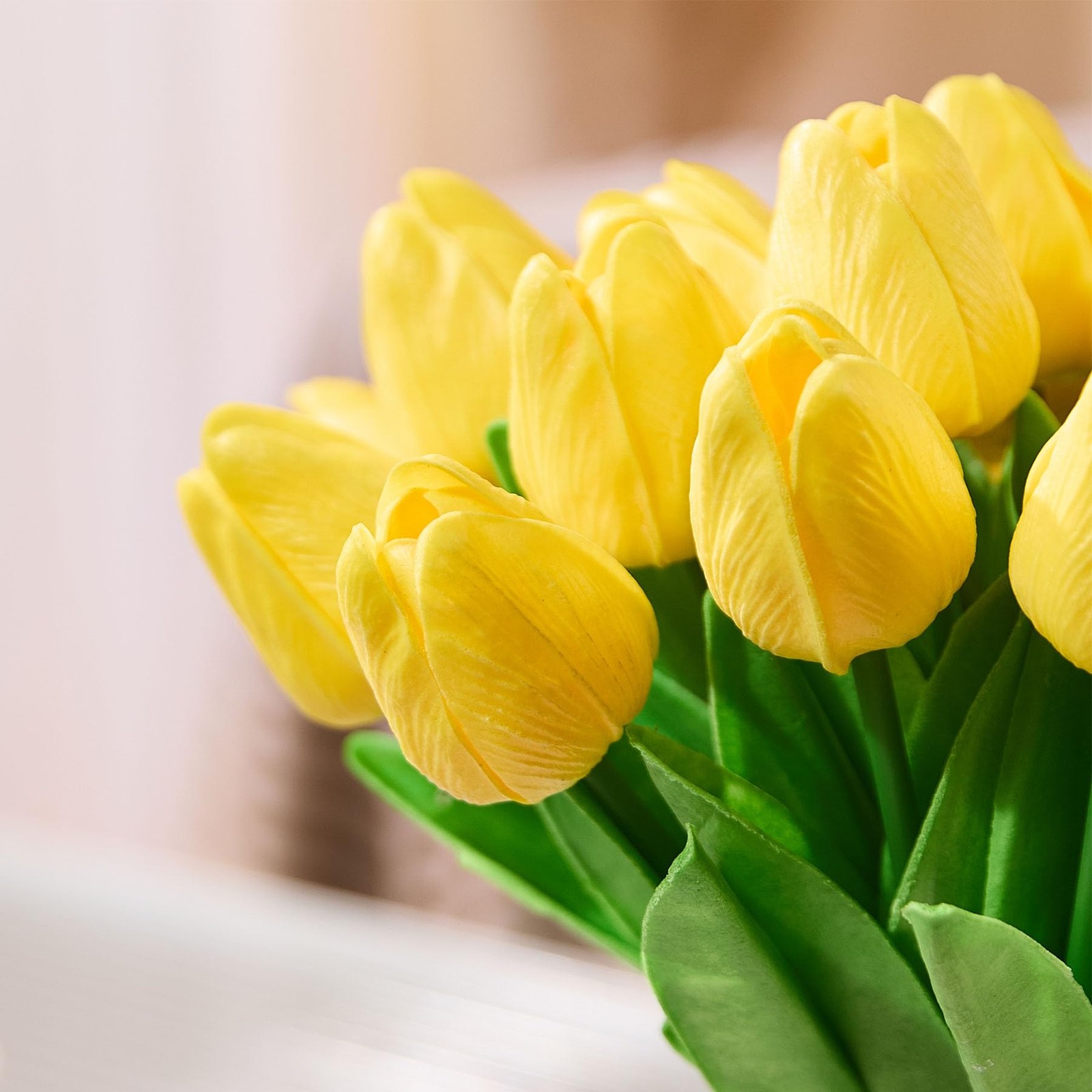 30 PCS Yellow Tulips Artificial Flowers Real Touch 13 Inch Silk Bouquet Decor