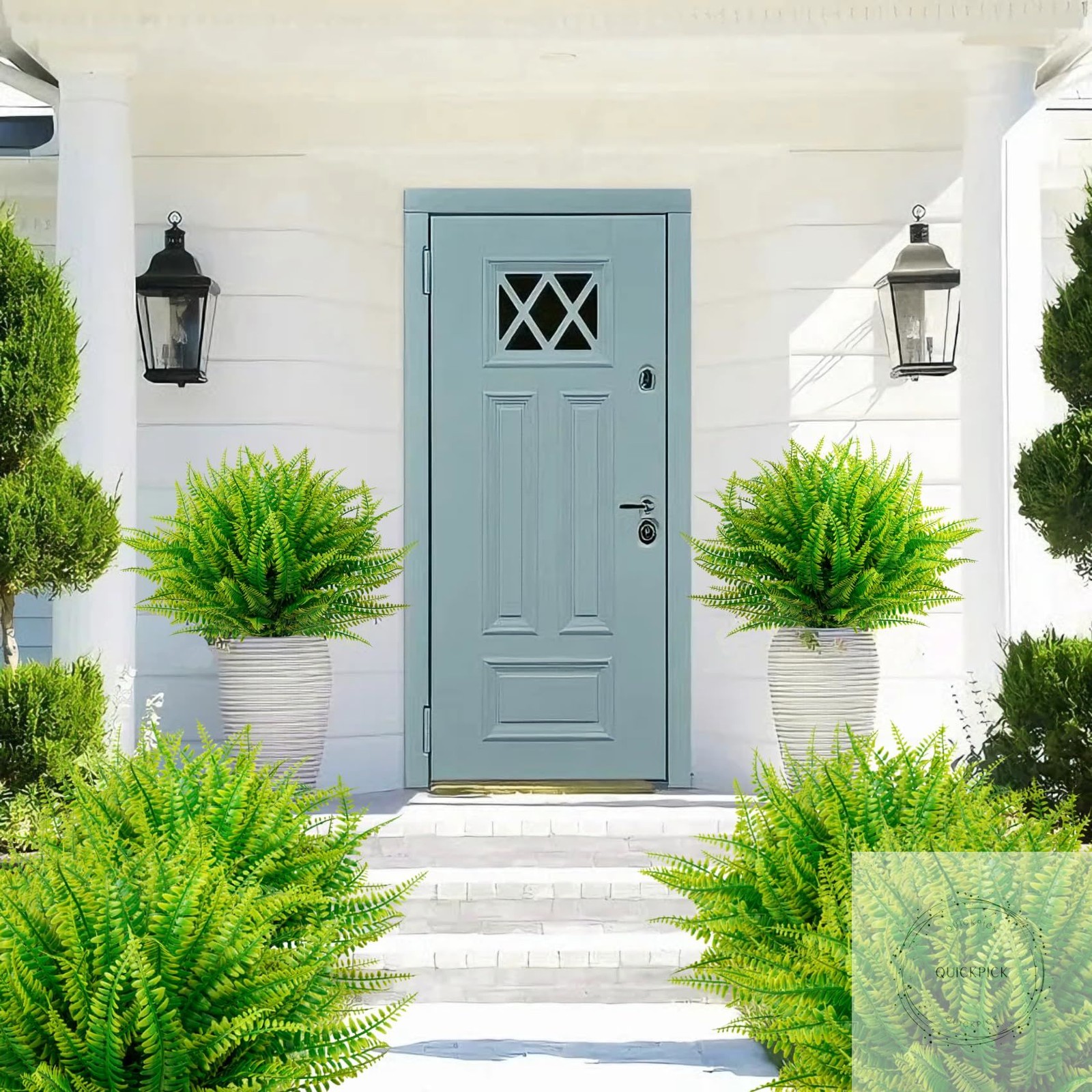 12 Bundles Artificial Boston Ferns Artificial Plants Outdoor Greenery Stems Faux