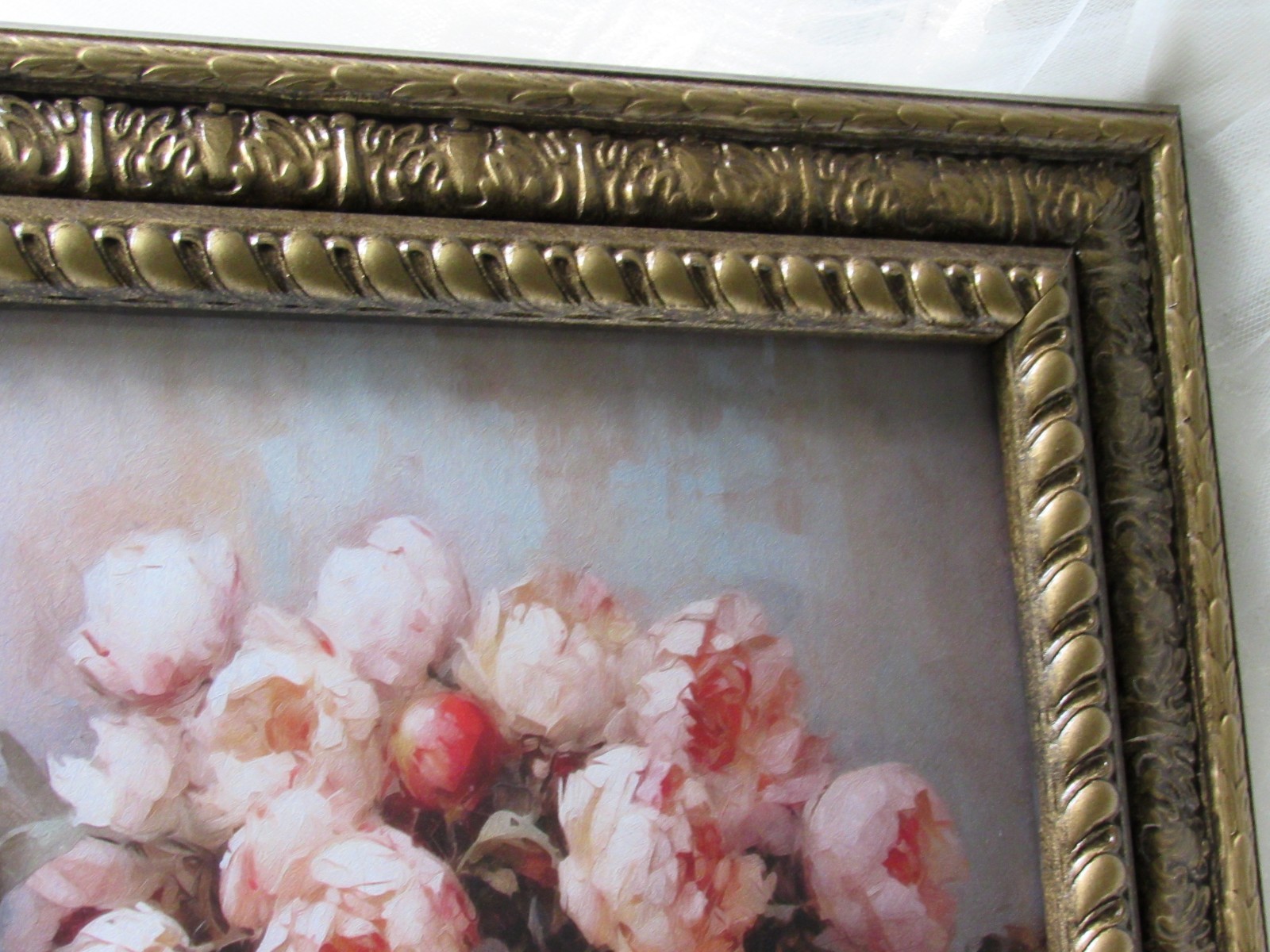 Pink Peony Home Decor,Antique Gold 8×10,Baroque,Victorian,Grand Millennial,Rose