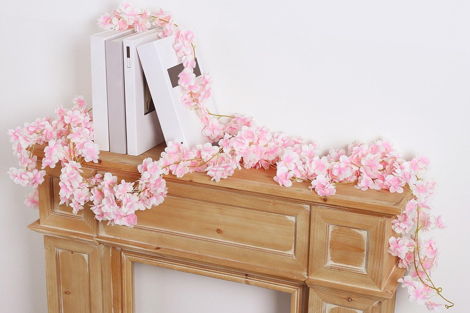 6PC 35.4FT Artificial Cherry Blossom Garland – Pink Silk Vine Decor for Weddings