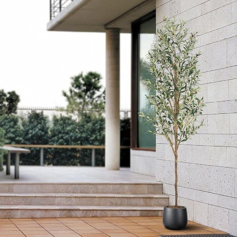 Artificial Olive Tree Faux Plant Indoor Outdoor Decor W/ Free Moss 84in New