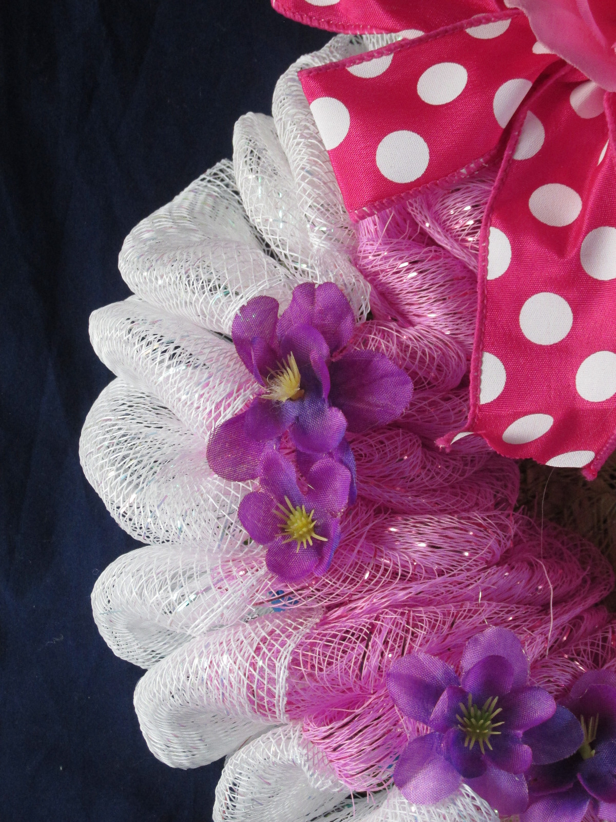 8 Inch Spring Flower Deco Mesh Wreath