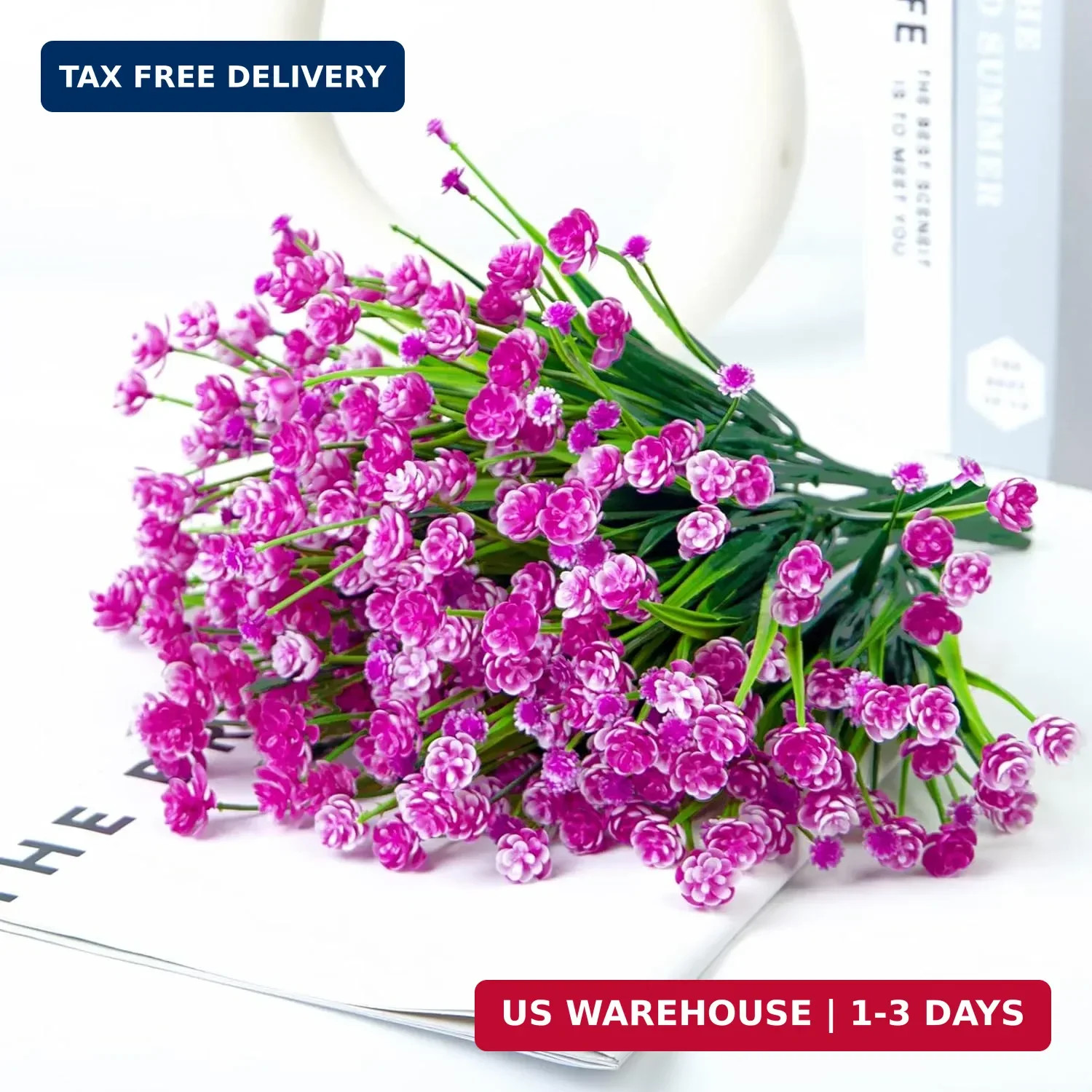 Ouddy Decor 12 Bundles Artificial Flowers for Outdoors UV Resistant Fake Plastic