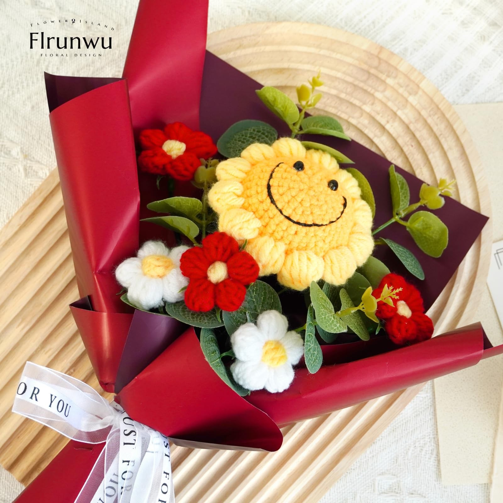 Flrunwu Artificial Sunflowers Bouquet Hand-Woven Rose Artificial Flower(Pack of