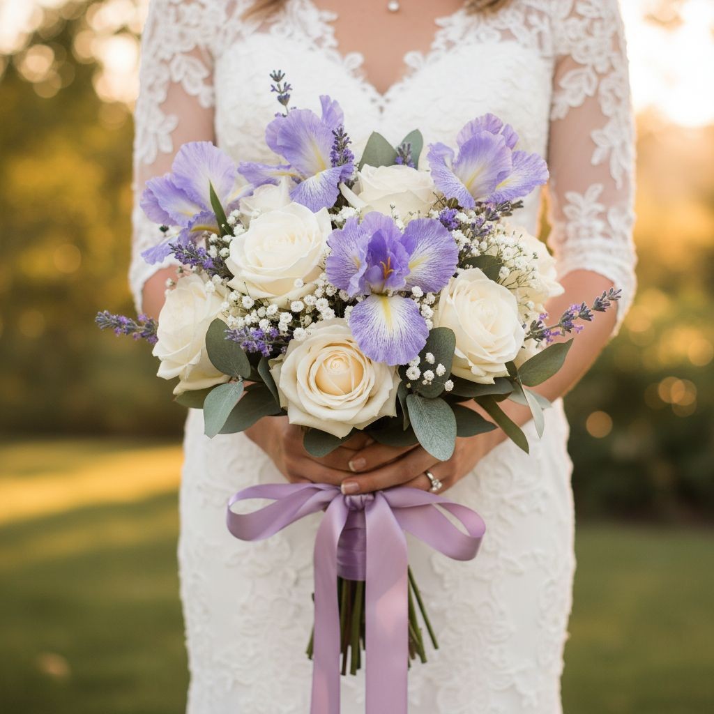 Lavender Iris Stem Artificial Floral Pick 34 Inch Faux Purple Iris Spray Silk Fl