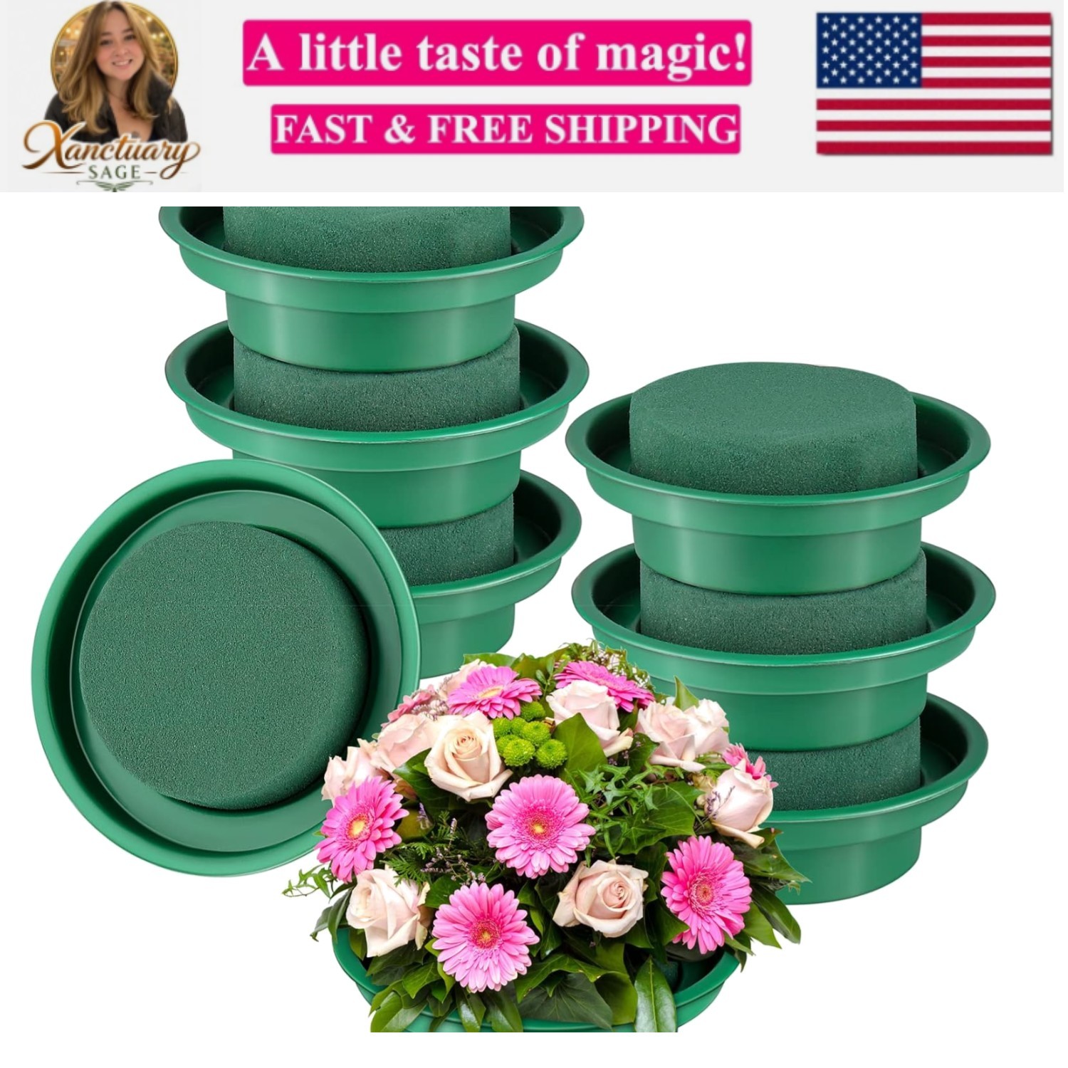 8 Packs Green Floral Foam Rounds in Bowls DIY Flower Arrangement Kit for Fres…