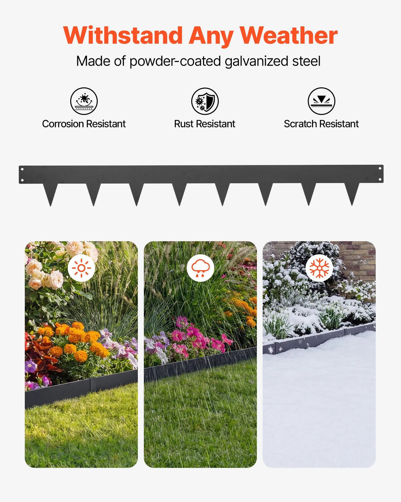 Galvanized Steel Landscape Edging, 10-Pack 40 x 4.5 Inch Metal Edging for Landsc