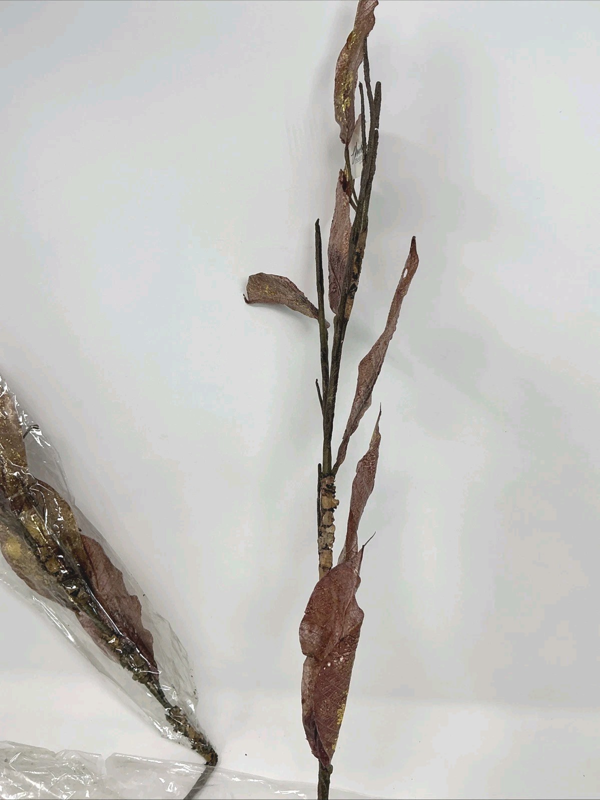Magnolia Leaf Spray 26” Long Purple w Gold 2 Picks Christmas Decor Artificial