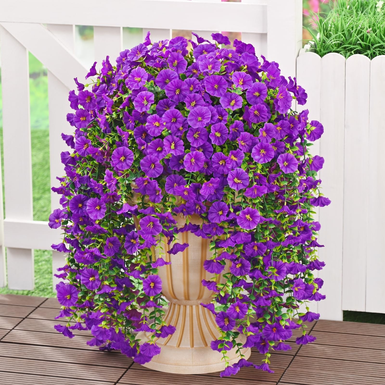 2 Pcs Look Real Artificial Flowers for Outdoors, Realistic Artificial Hanging