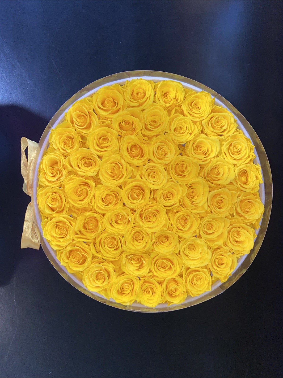 Preserved Yellow Roses In Luxury White Box 50 Ct