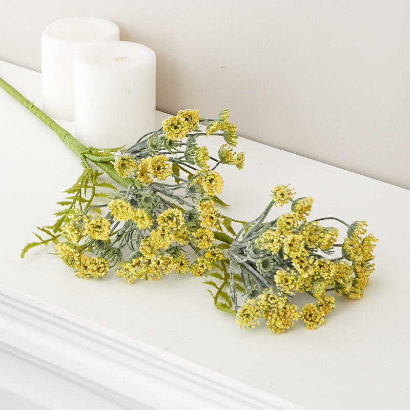 Set of 2 Yellow Artificial Queen Anne’s Lace 25″ Floral Sprays
