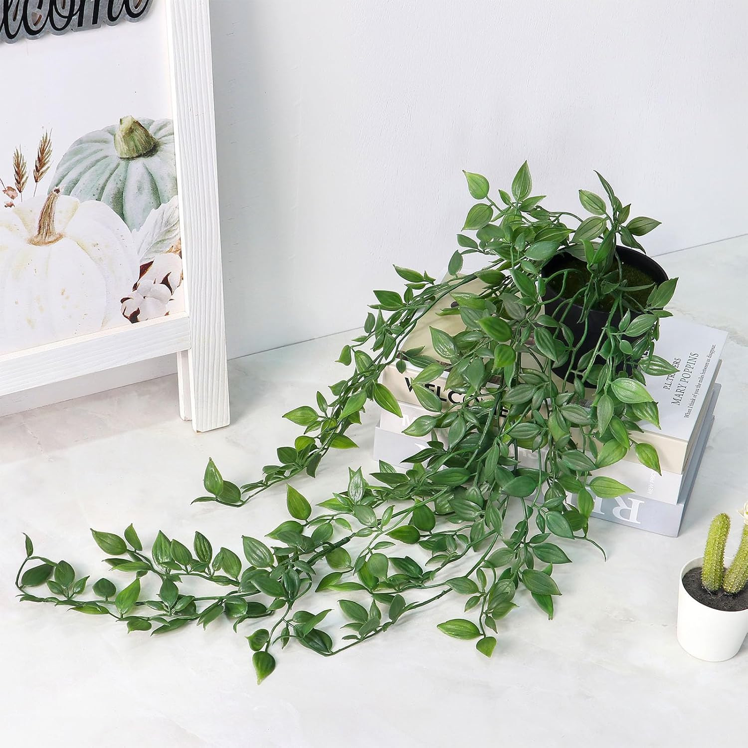Artificial Hanging Plants Fake Small Potted Plants Faux Mandala Vines Plastic Gr