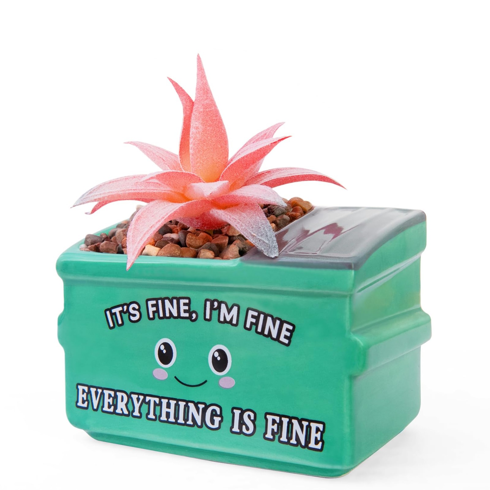 Dumpster Fire Fake Plants in Ceramic Succulent Pots Desk Decor, Emotional Pos…