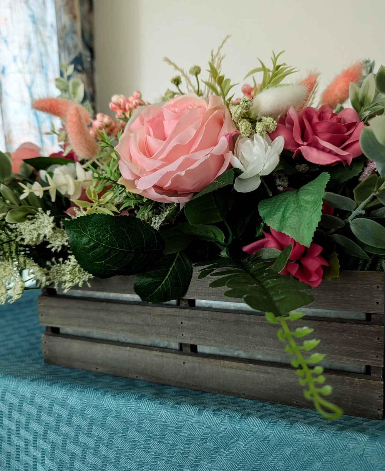 Large Rustic Peony Bouquet in Wood Crate – Country Charm