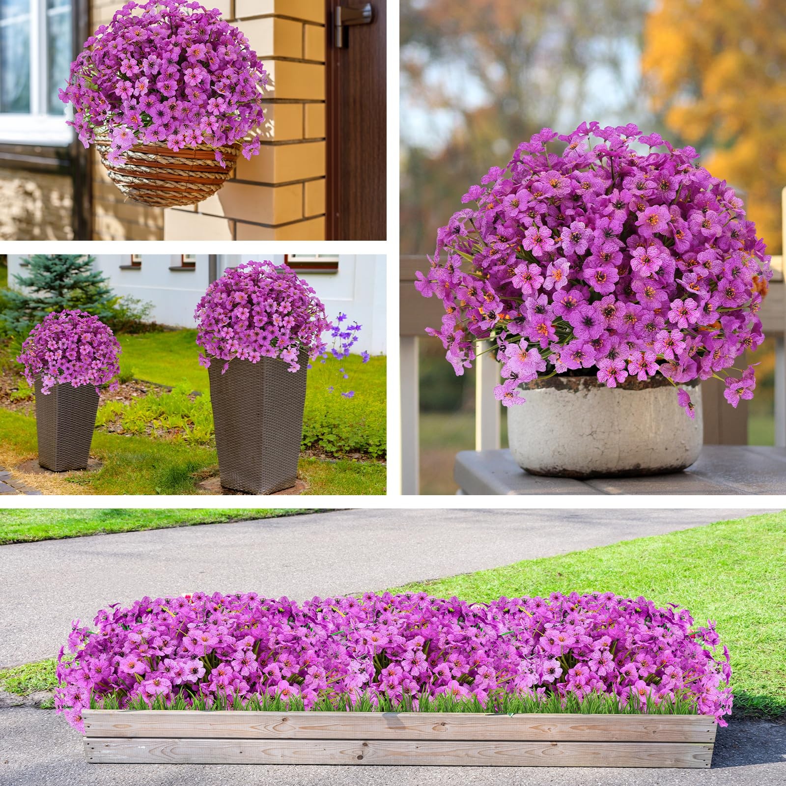 20 Bundles Artificial Flowers for Outdoors Decorations, Fake Flowers Faux Pla…