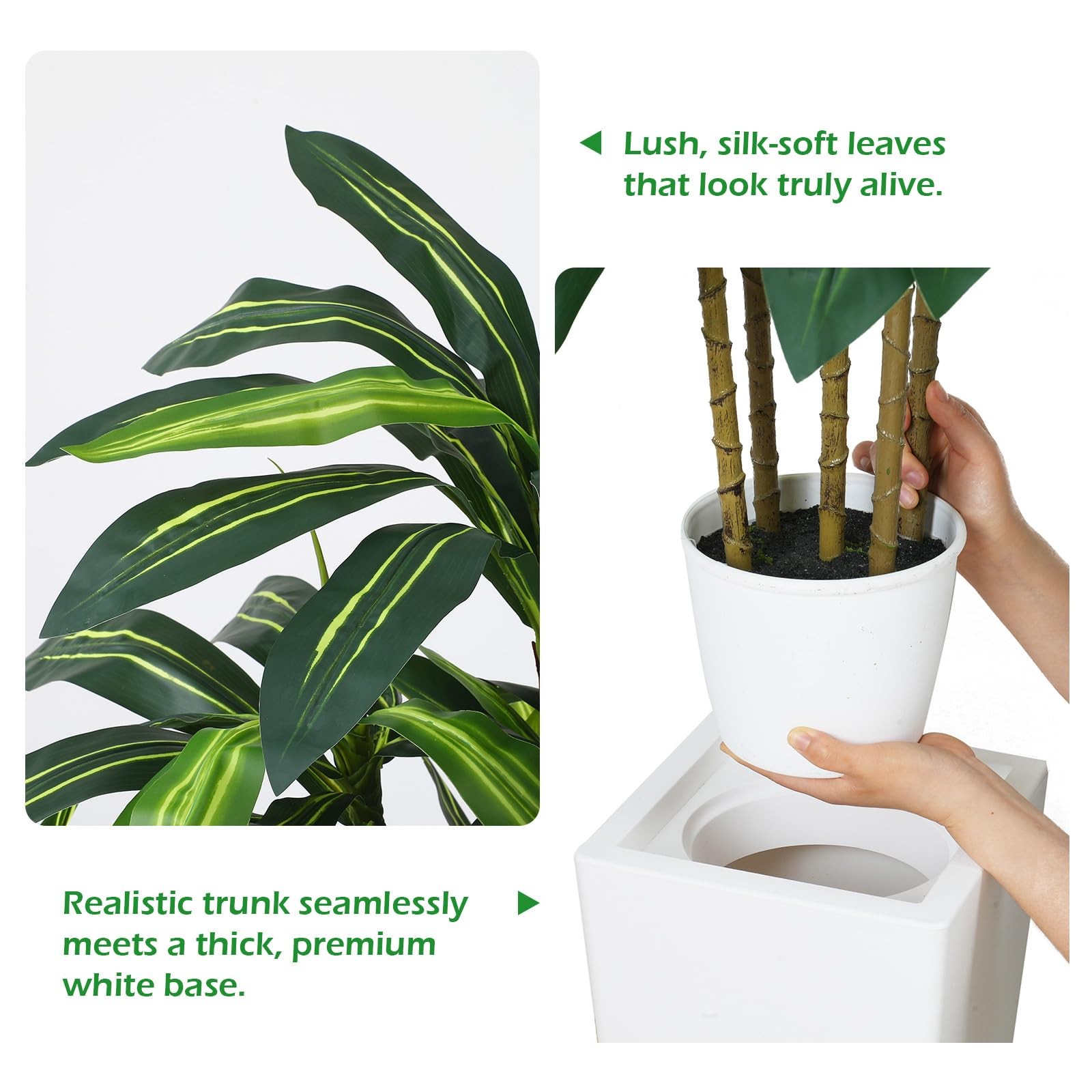 5FT Artificial Dracaena Tree with Thickened Improved Planter, Fake Plants wit…