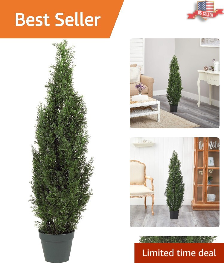 Versatile 4FT Outdoor Faux Cedar Tree – Resilient Decoration for Every Season