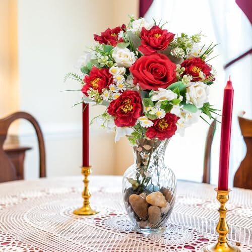 Artificial Flowers Red Rose Peony Hydrangea Silk Flowers,Bridesmaid Flower Bouqu