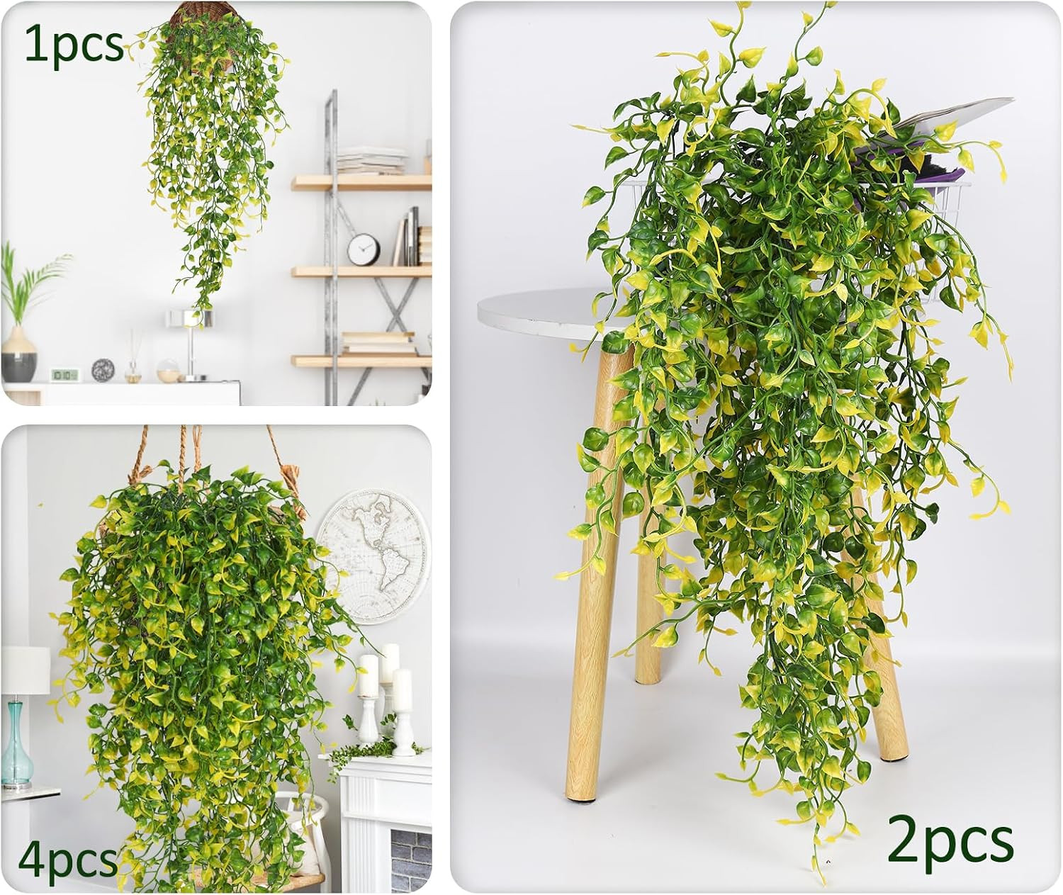 Artificial Hanging Plants 4PCS 33Inch Fake Eucalyptus Leaves Ivy Plant UV Resist