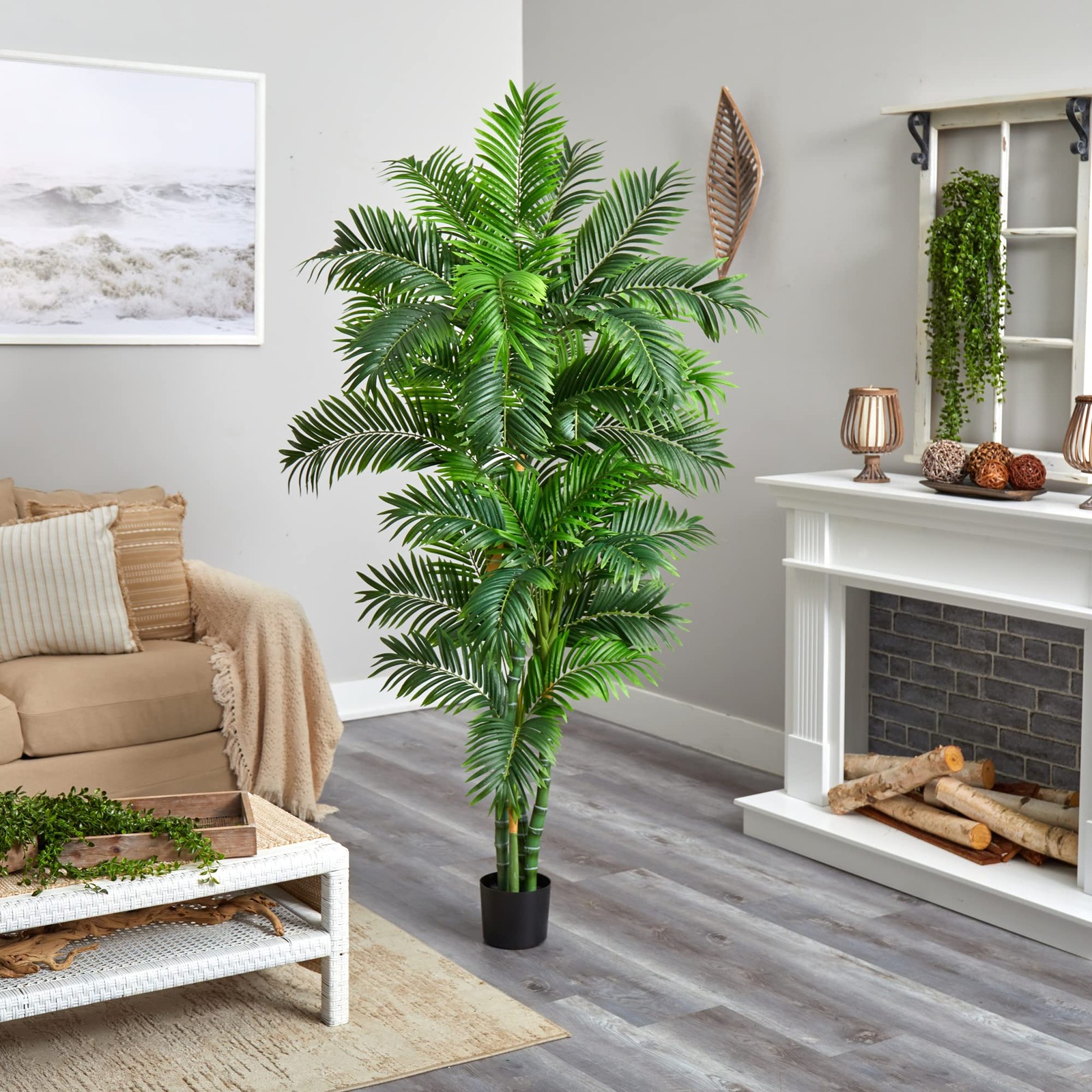 Nearly Natural 6FT Tall Artificial Curvy Parlor Palm Tree for 6ft, Green
