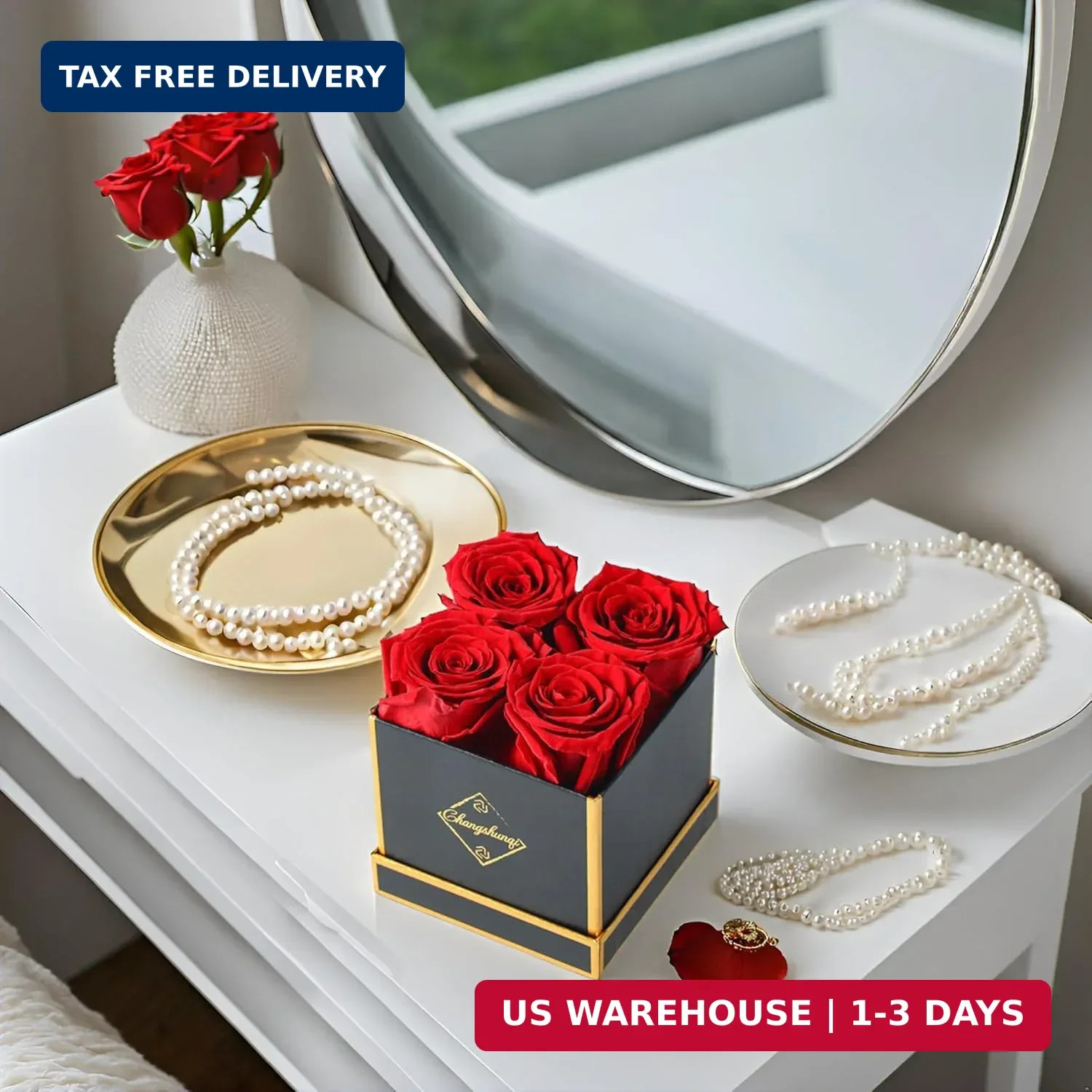 Changshunqi Forever Flowers, Preserved Roses in a Box, Eternal Rose Flowers for