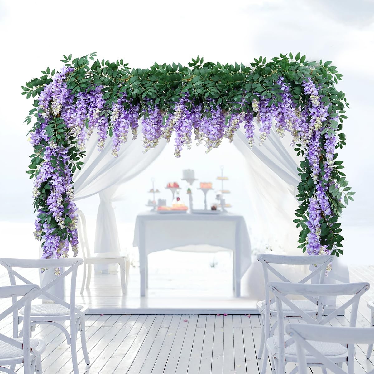AROIUO 71″ Purple Wisteria Garland 1pc
