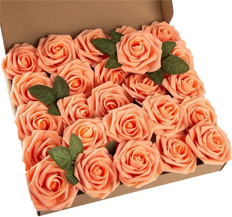 25Pcs Artificial Flowers Fake Flowers Roses Stem for DIY Wedding Bouquets Party